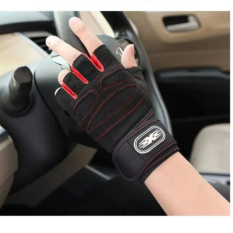 Gym Fitness Heavyweight Training Gloves Men Women Mittens Body Building Half Finger Non-Slip Gloves Wrist Weightlifting Sports
