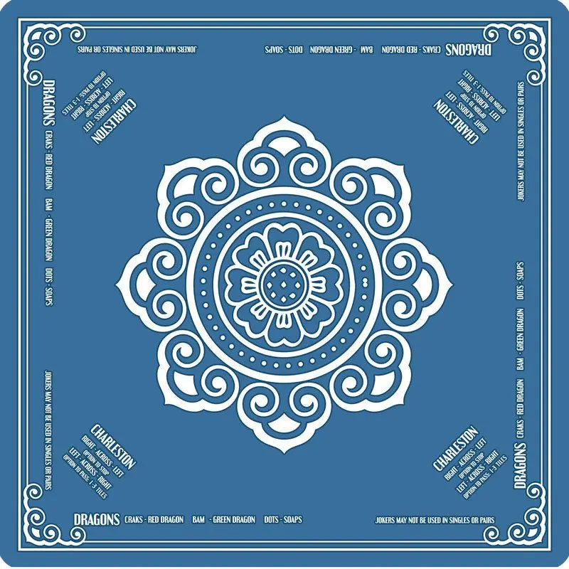 Chinese Red Mahjong Game Table Mat Retro Longevity Pattern Mandala Square Anti slip Noise Reduction Portable Desktop Decoration