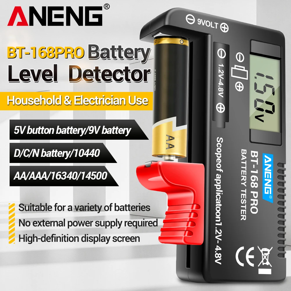 ANENG BT-168 /BT-168D/ BT-168 PRO Testador de Bateria com Display Digital/Analógico Universal para Pilhas AA AAA 9V 1.5V