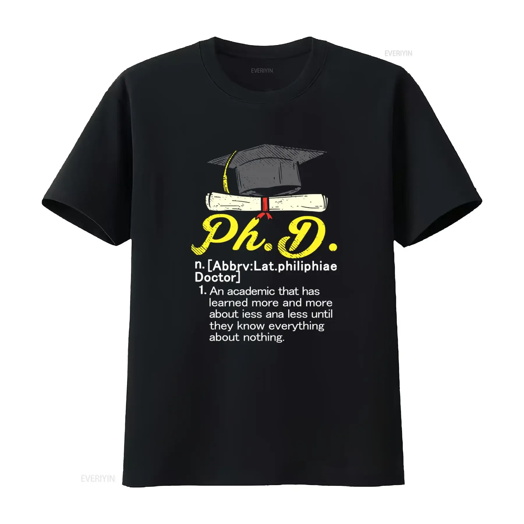 PhD Graduation T Shirt Student Degree Graduate Definition Academic Cap Scroll Print  vintage Washed graphic Slightly Breathable