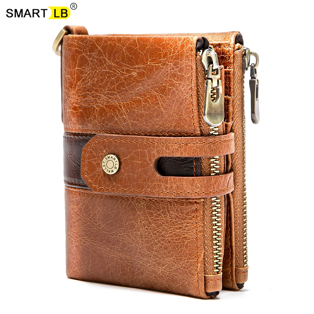 

Smart anti-lost wallet Bluetooth-compatib genuine leather men wallet with coin pocket chain zipper walet with card holder Purse