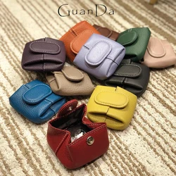 Genuine Leather Coin Purse Mini Portable Fashion Woman Wallet Earphone Key USB Storage Bag Creative Cowhide Pouch Christmas Gift