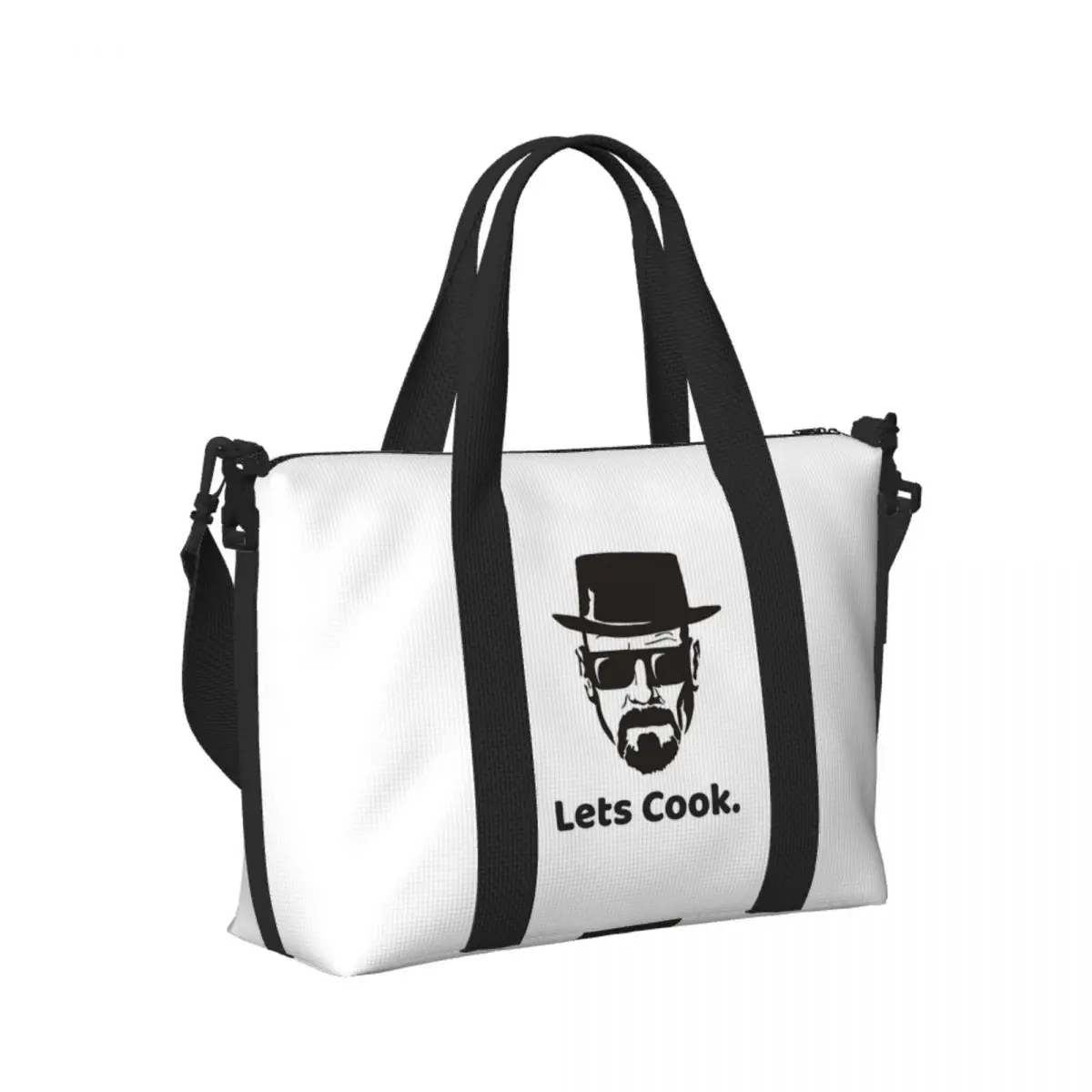 

Custom Breaking Bad Heisenberg Beach Travel Bag Large Capacity Tote Bags for Gym Sport Women Shopping Duffle Shoulder Bag