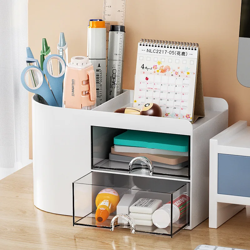 Creative Transparent Drawer Storage Box Dressing Table Makeup Pen Sorting Girl Student Desktop Decoration Pen Holder