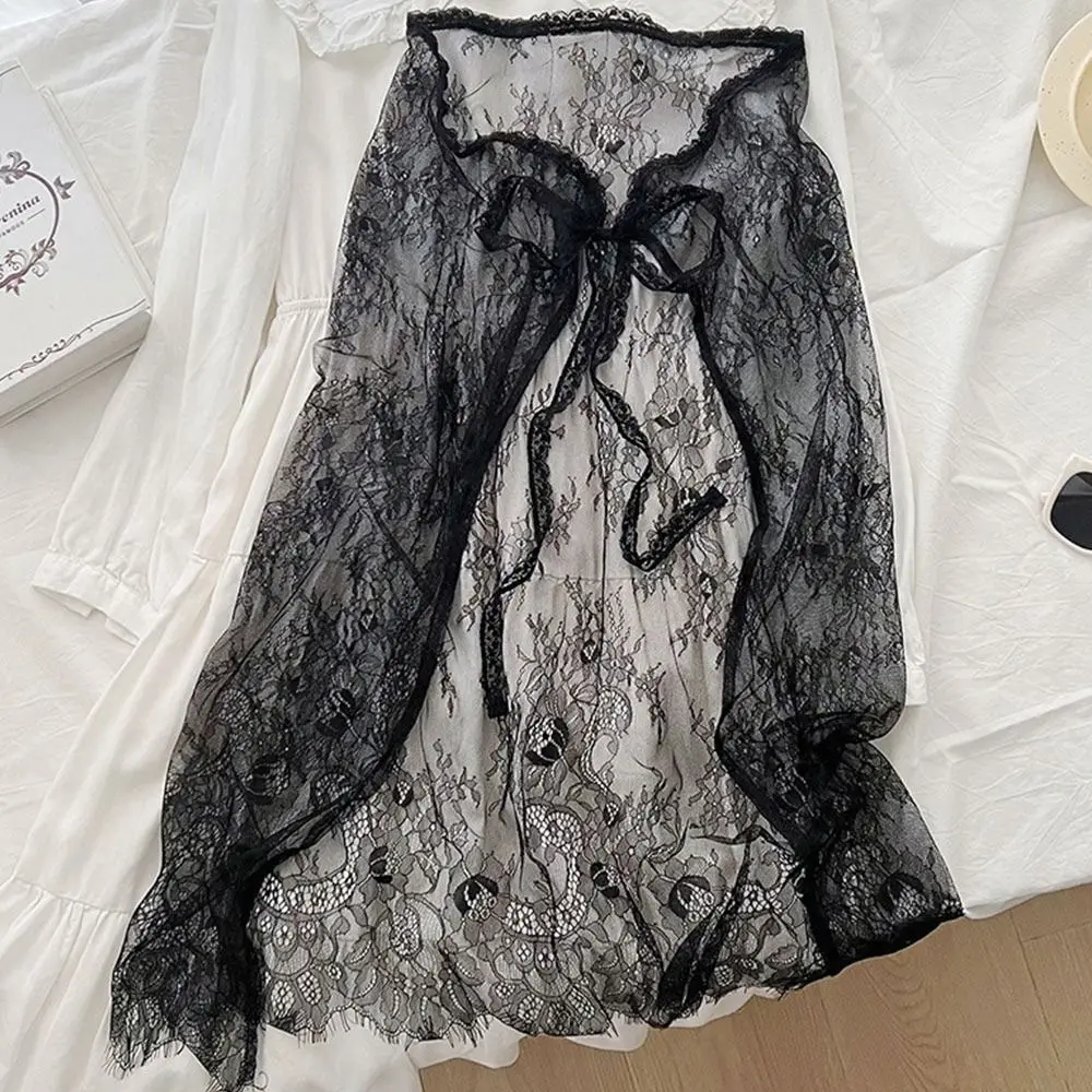 

Кружевная юбка миди с высокой талией, вышивкой цветов и прозрачными вставками, на шнуровке, в стиле Y2K, уличная мода, Харадзюку