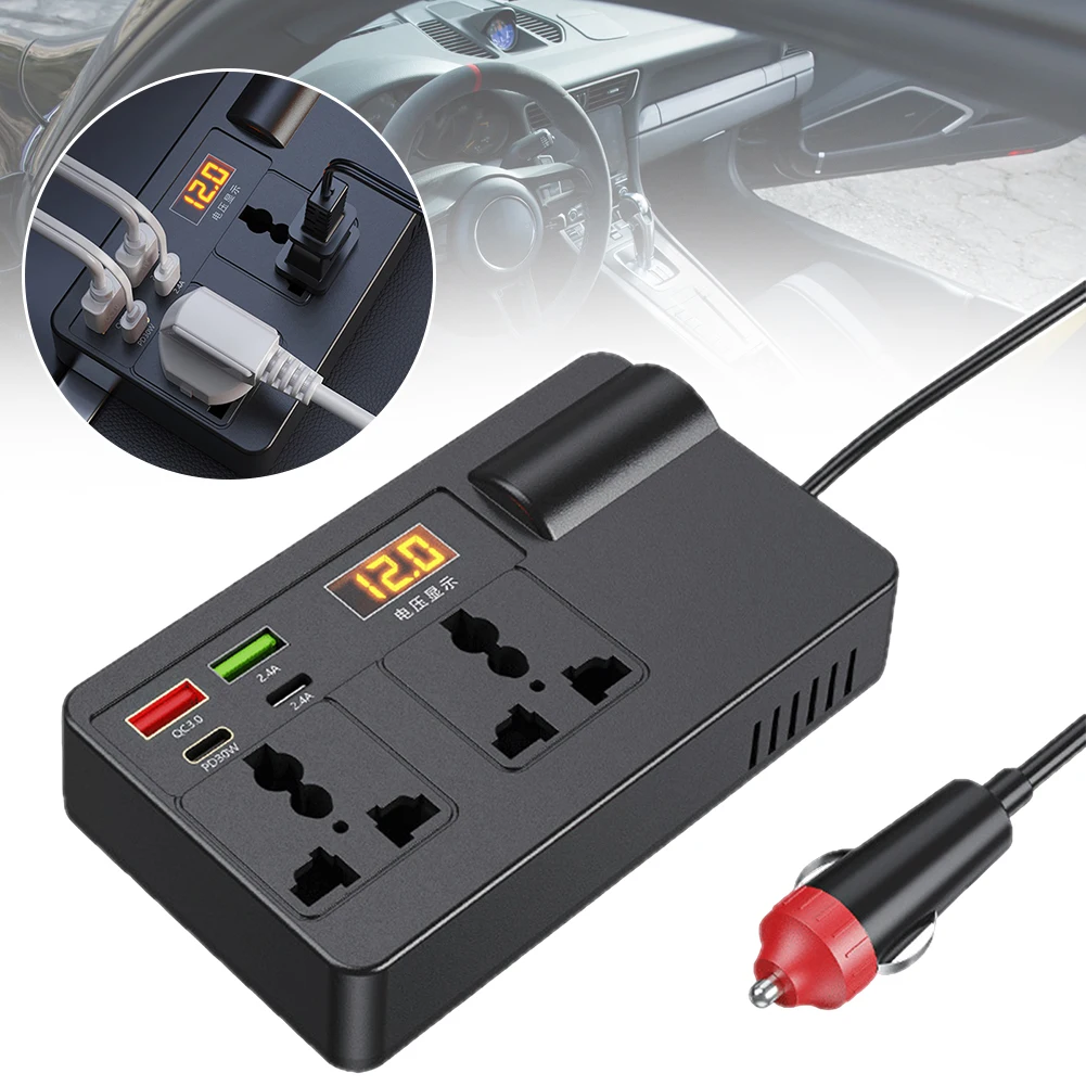 12V/24V To AC-220V Car Power Inverters DC To AC-Power Inverters Over-Heating Protection Auto Voltage Converter Charger