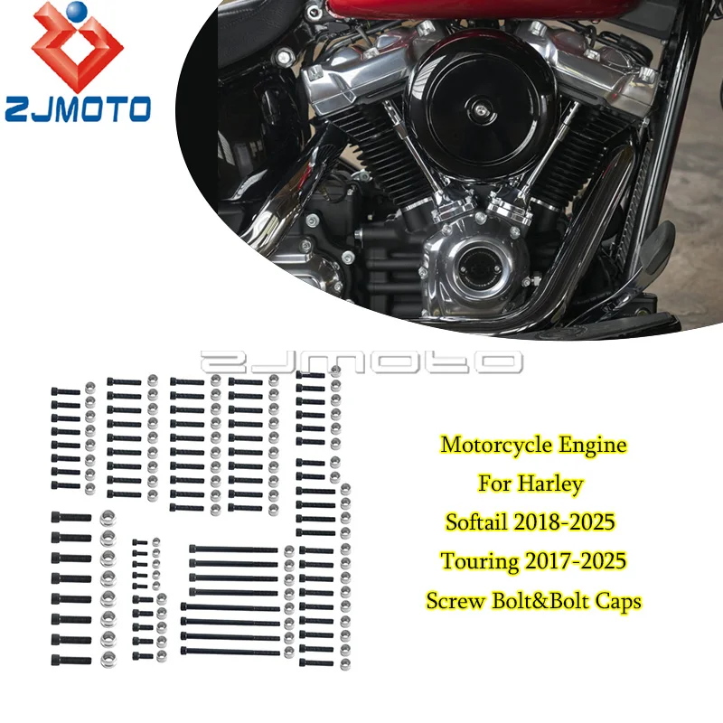 Stainless Steel Decorative Bolt Caps And Hardware Kit Multi Color Solid Bolt Toppers Fit Harley M8 Softail 2018-Up Touring 17-Up