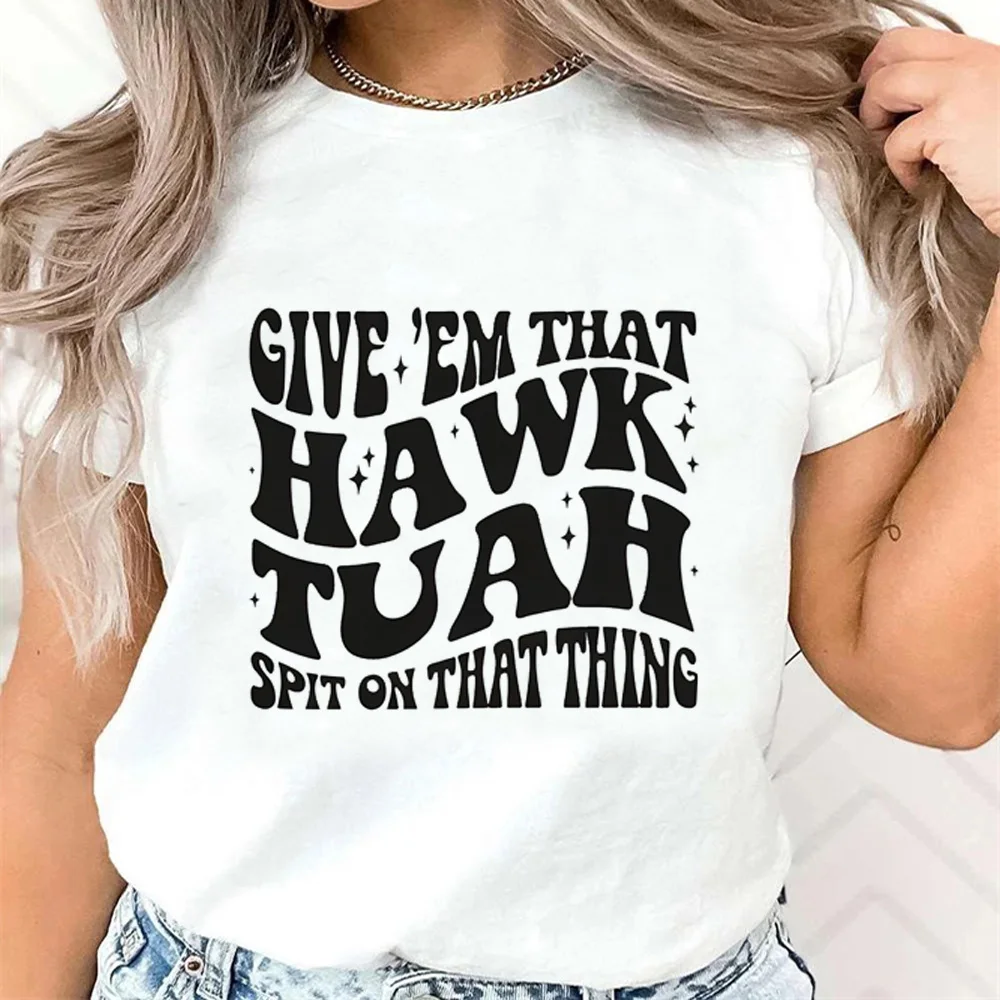 

Hawk Tuah t-shirts women summer anime graphic t shirt female funny comic clothing