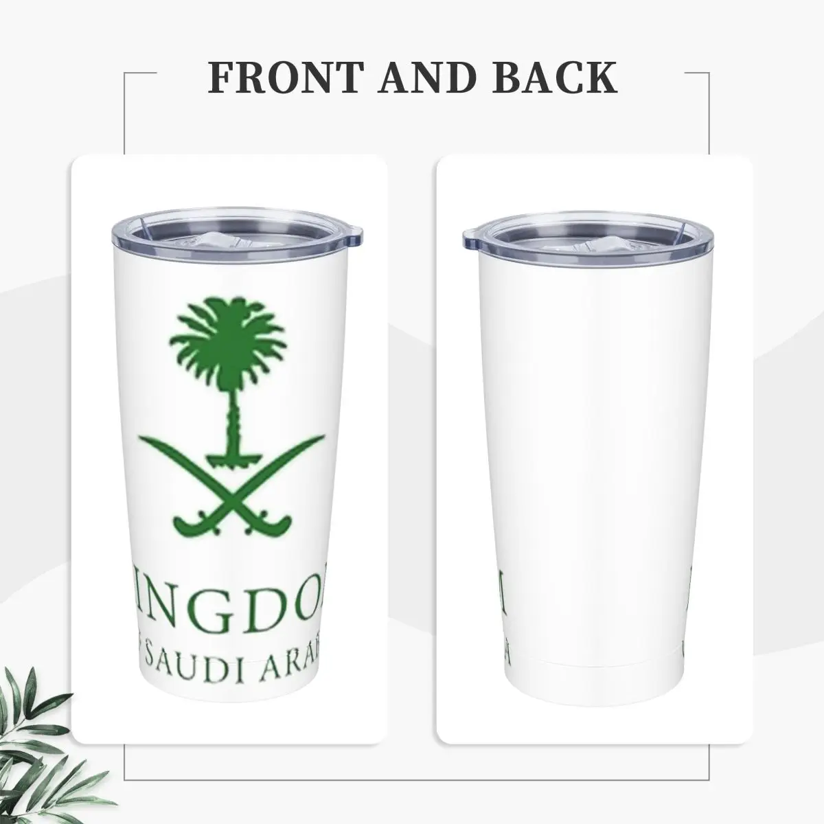 Kingdom Of Saudi Arabia Tumbler Arabic Calligraphy and Emblem Cold Drink Water Bottle Stainless Steel Thermal Mug Car Mugs