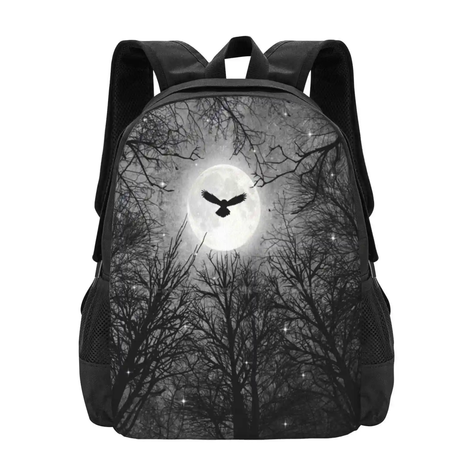 夜の風景ランドセル、大容量バックパック、木が空の星と銀河、木、木、山道、木