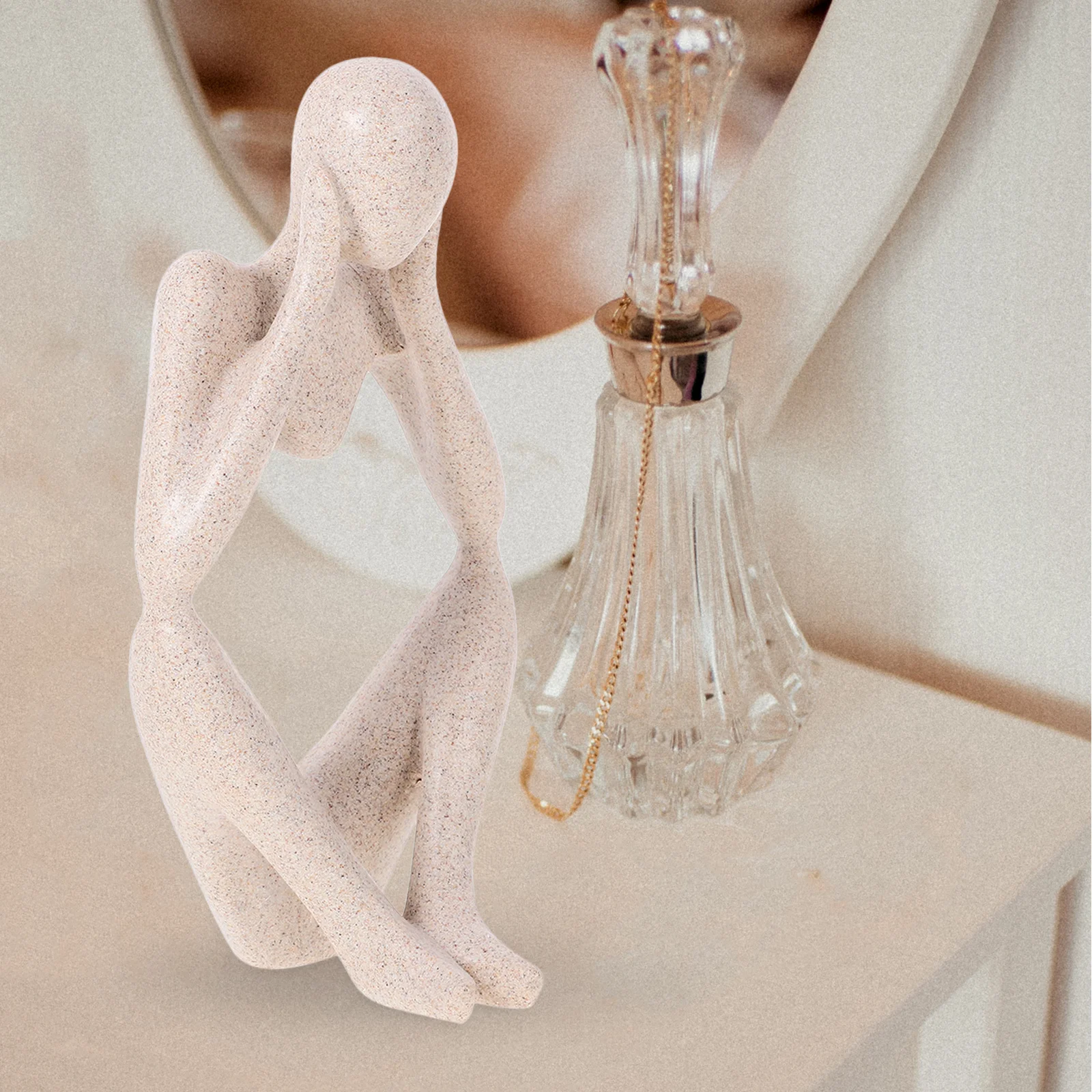 

Resin Thinker Sculpture Modern Abstract Minimalist Ornament for Office Desk Living Room Home Decor Accent Thinker Statue