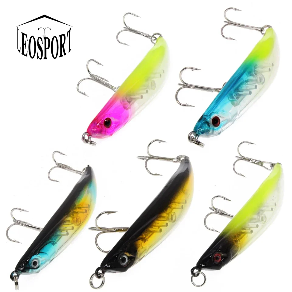 LEOSPORT New Arrival 5 Colors Bend Hard Minnow Fishing Lures 9cm 7.6g Wobblers Artificial Bait Bass with 2 Treble Hooks Tackle