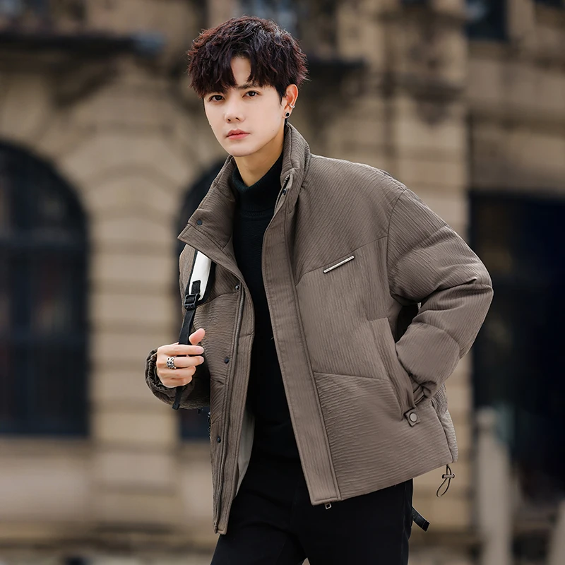 

Мужская модная высококачественная свободная куртка с воротником-стойкой, 3D-пуховик, теплая зимняя верхняя одежда из полиэфирного волокна, ветрозащитная, на молнии