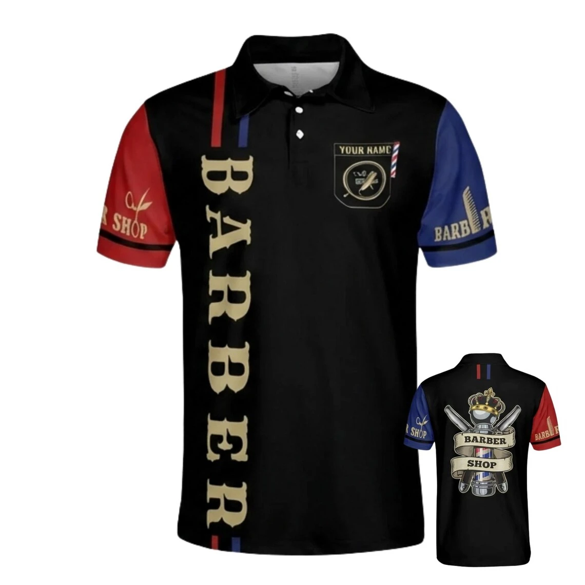 

Custom Diy Barber Polo Shirt For Men Personalized Name Barbershop Print Oversized Short Sleeve T Shirts Team Uniform For Barbers