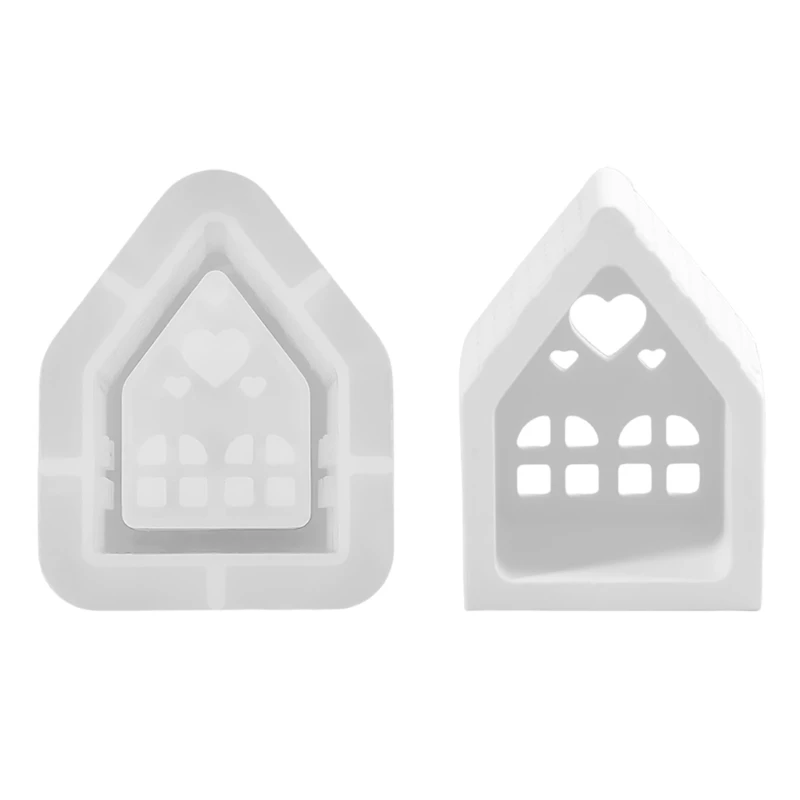 บ้านซิลิโคนขาตั้ง Tealight แม่พิมพ์ซิลิโคนเชิงเทียนแม่พิมพ์สำหรับเรซินอีพ็อกซี่