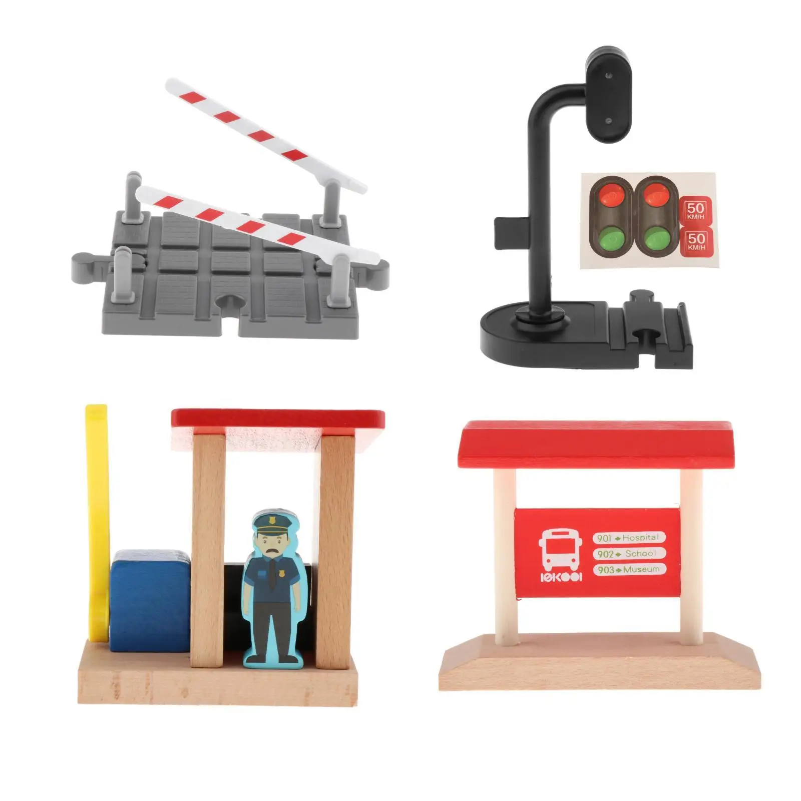Simulation Kids Plastic Train Traffic Light Police Station Scene Accessories Wooden Plastic Building Railway Train Play Set Toys