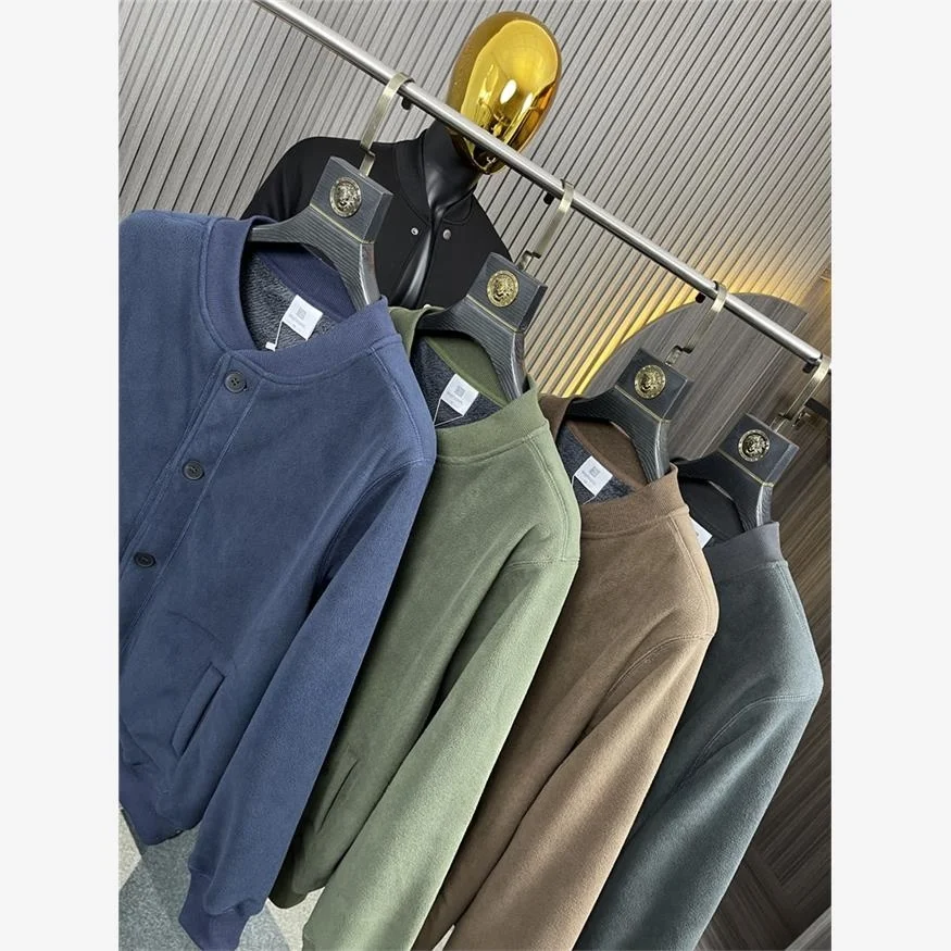 

Thiened Long Velvet Fce Jaet Autumn Winter Men's Color Baseball Collar Warm Outerwear Trendy Casual Youth Sle