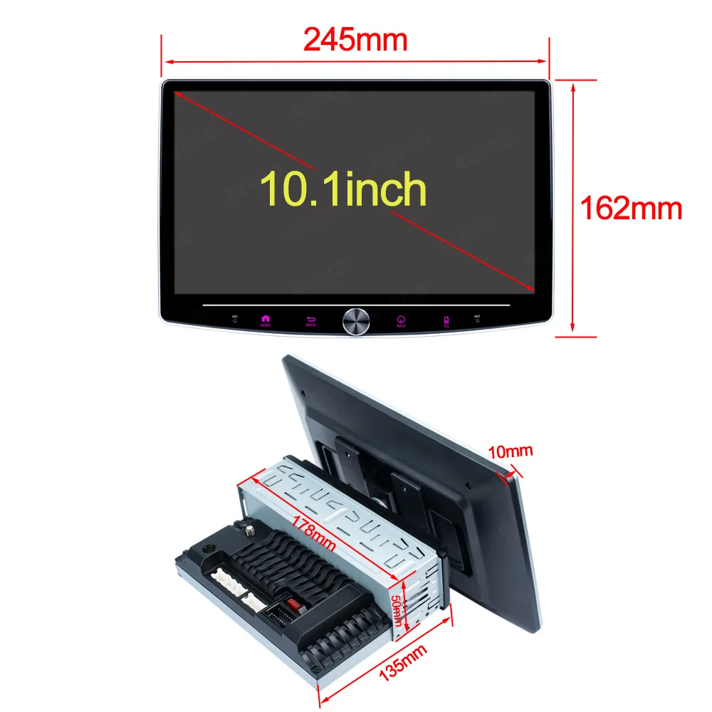 Radio con GPS para coche, reproductor de audio y vídeo con Android 12, 3G + 32G, DSP, giratorio, 1 din, 10,1 pulgadas, 360 grados, universal, 4G, 8 núcleos, Wifi, X-REAKO