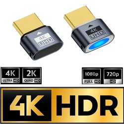 Plugue manequim compatível com hdmi, monitor virtual 4k hdr, emulador edid, adaptador de exibição fantasma sem cabeça, suporta até 4k @ 60hz 1080 @ 120hz