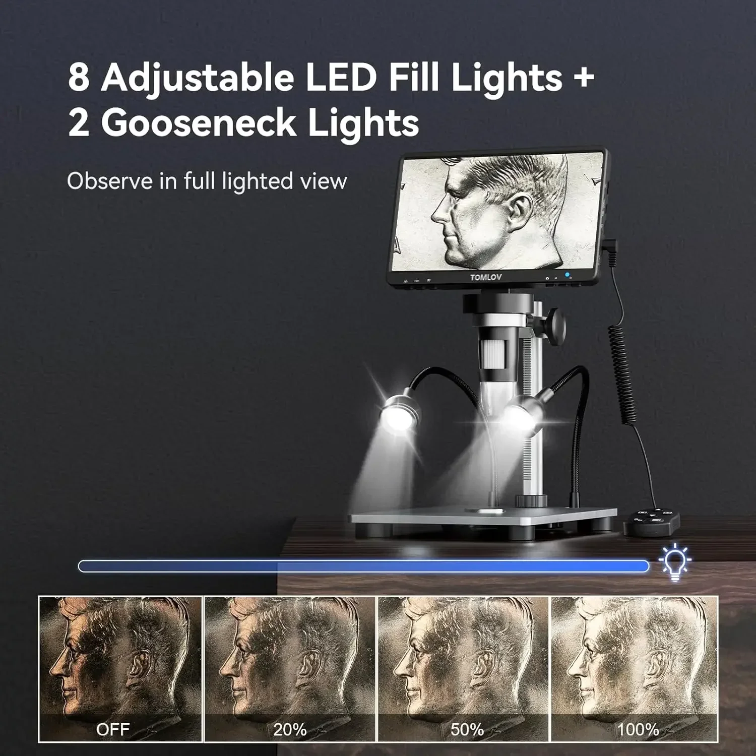 TOMLOV Digitalmikroskope, 1200X 1080P Münzmikroskop-Lupe, 12MP, ultra-Präzise Fokussierung, HDMI-Mikroskop für Löt- und Reparaturarbeiten – Detail 9