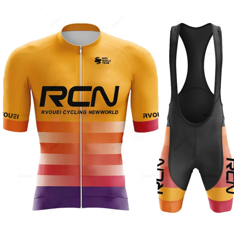 

Summer Pro Team Rcn Cycling Jersey Set 19D Bike Shorts Set MTB Ropa Ciclismo Mens Short Sleeve Bicycle Shirts Maillot Clothing