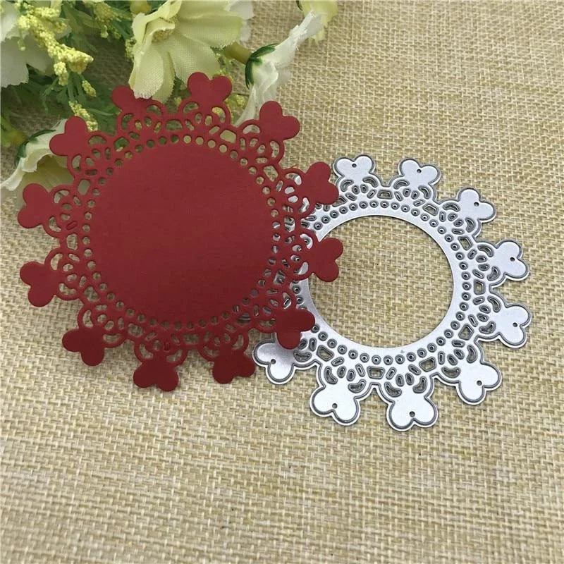 Love Heart Round Metal Cutting Dies Stencils for Card Making Decorative Embossing Suit Paper Cards