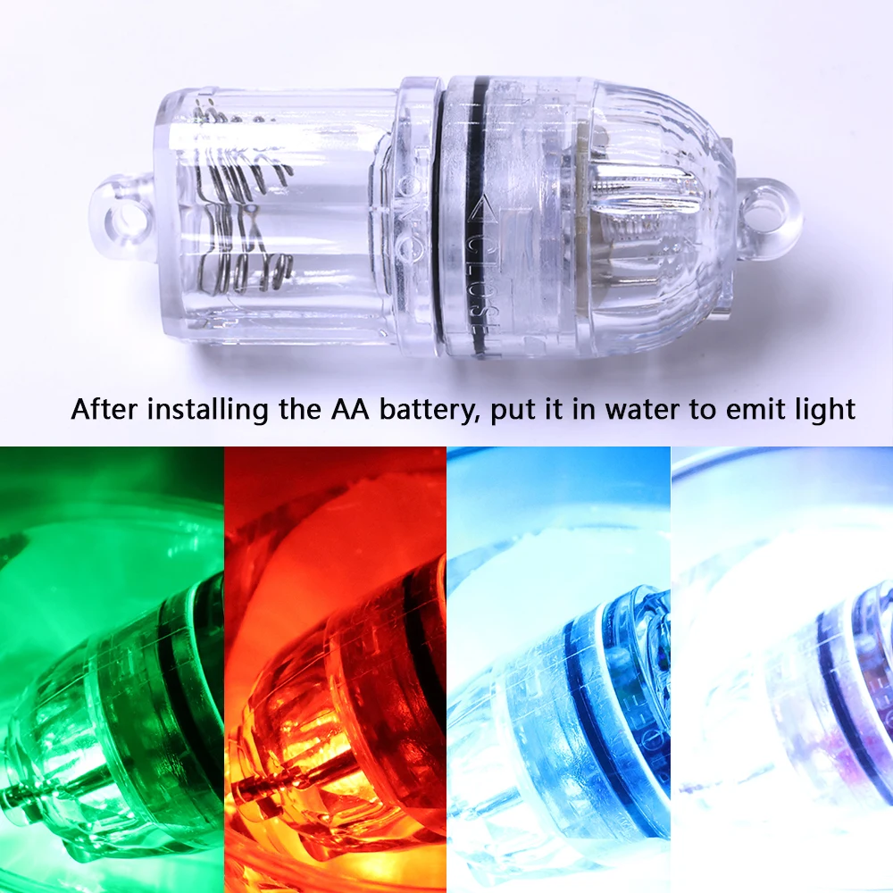 11cm Submersible Fishing Light, Waterproof LED Underwater Attracting Lamp with Clear Shell, Deep Drop & Night Fishing Bait Light