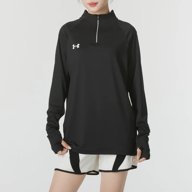 

Спортивная футболка Under Armour с короткой молнией для мужчин и женщин, модная, простая, с длинными рукавами, 24600603-001