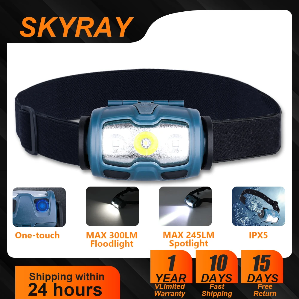 SKYRAY SH05 Headlamp Rechargeable 2000mAh Headlight Led 6784K/4850K Flashlight for Maintenance Construction Emergency Rescue