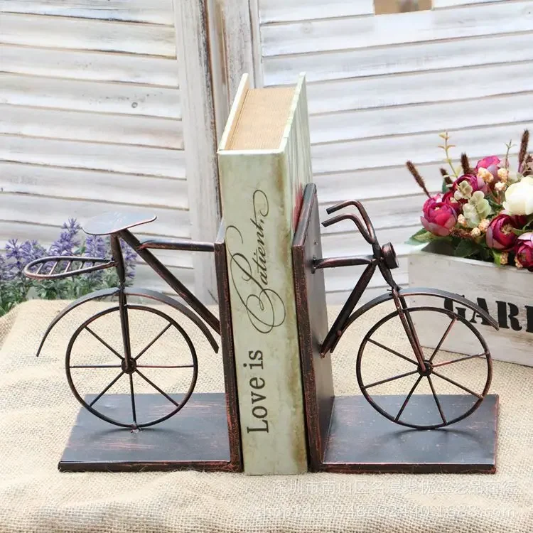 Book file, bicycle book holder, bookstand ornament, home decoration, wrought iron bicycle bookshelf
