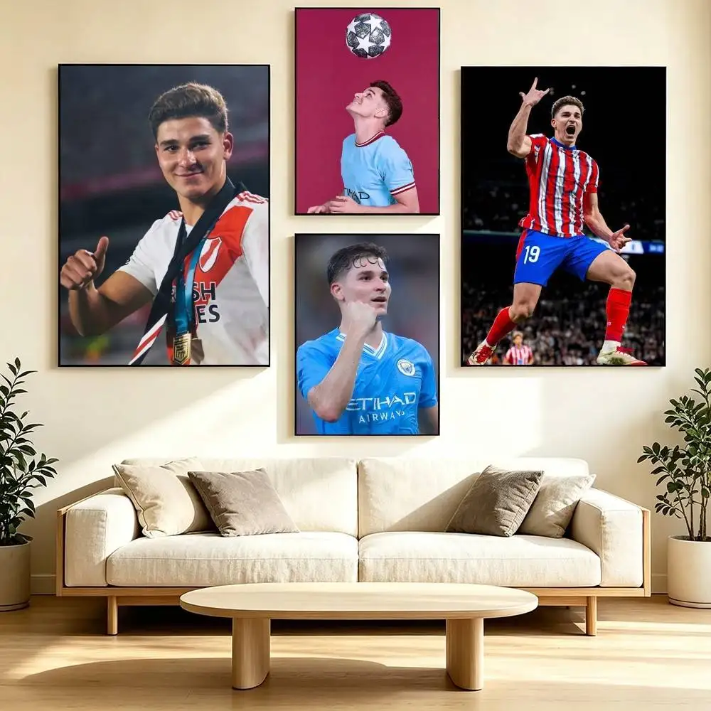 J-Julian Alvarez A-Argentina Football Star Poster Waterproof Wall Sticker For Bar Living Room Vintage Decor High Quality Print