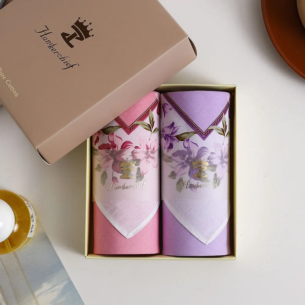 Confezione regalo 43 cm Fazzoletto stampato in puro cotone da donna Sottile assorbente per pulire il sudore Classico fiore di peonia Matrimonio Partner