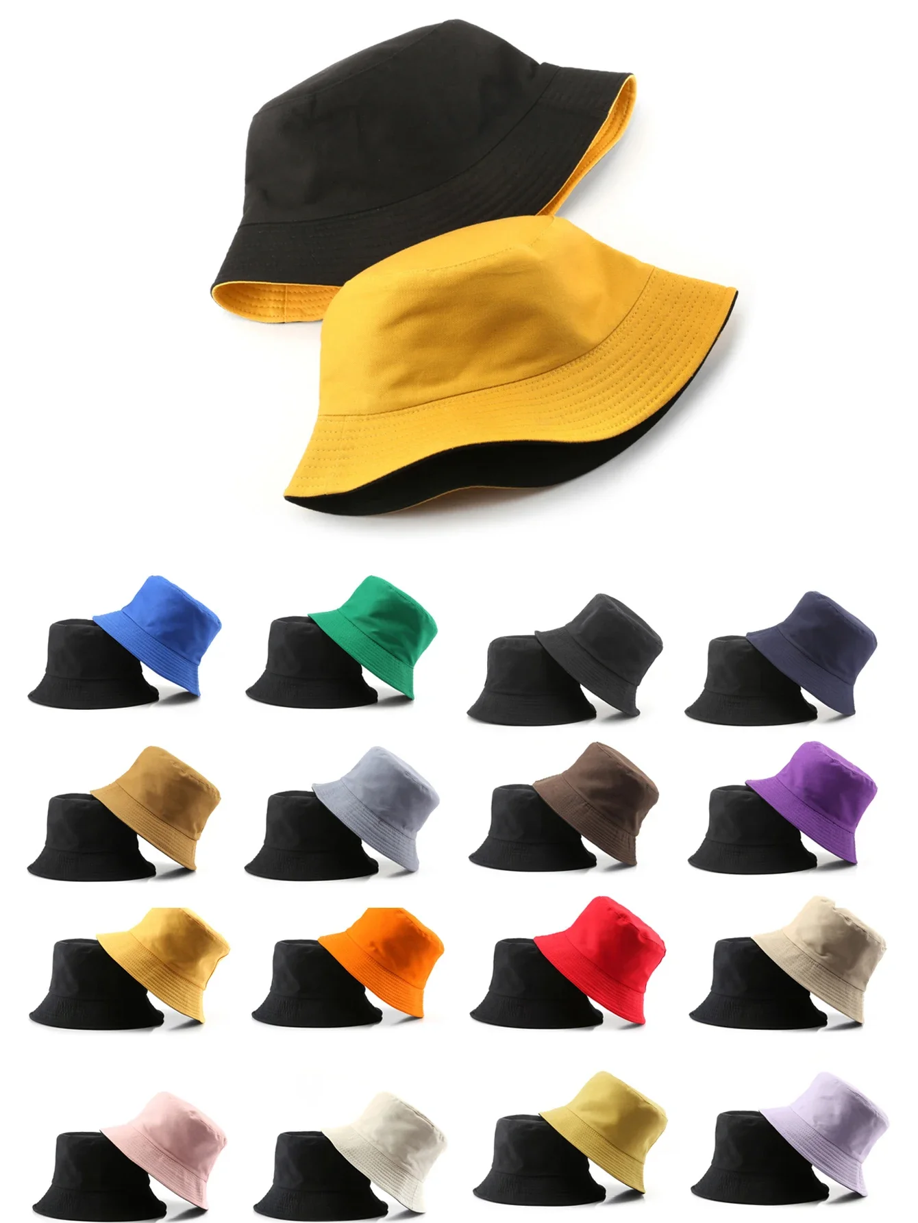 1 unisex solid color soft sunshade fashionable double-sided fisherman bucket hat that can be worn