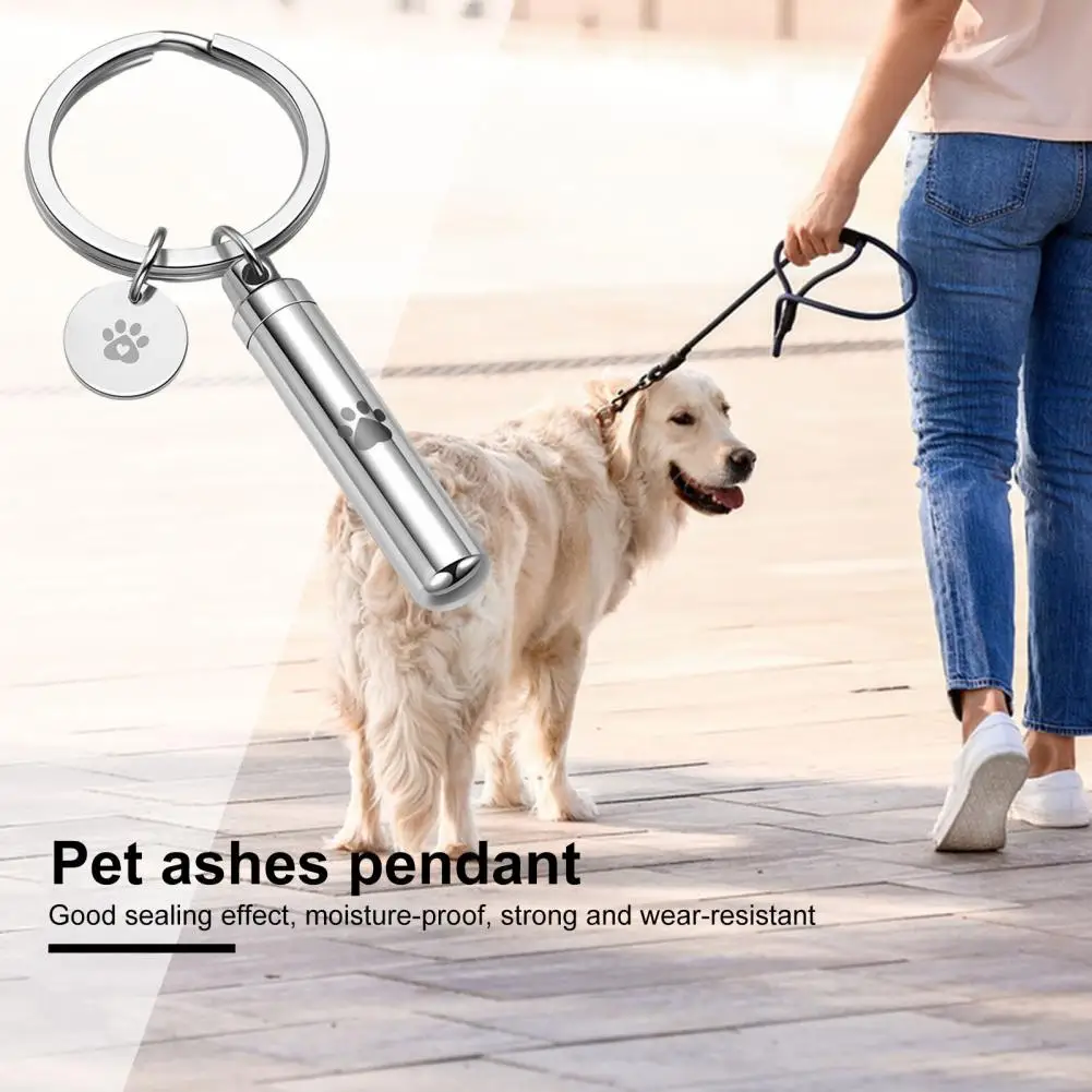 Pet Hair Keychain Pet Hair Locket Keychain Pet Dog Paw Cylinder Keychain Urn Keepsake Portable Hair Holder Jewelry Loss