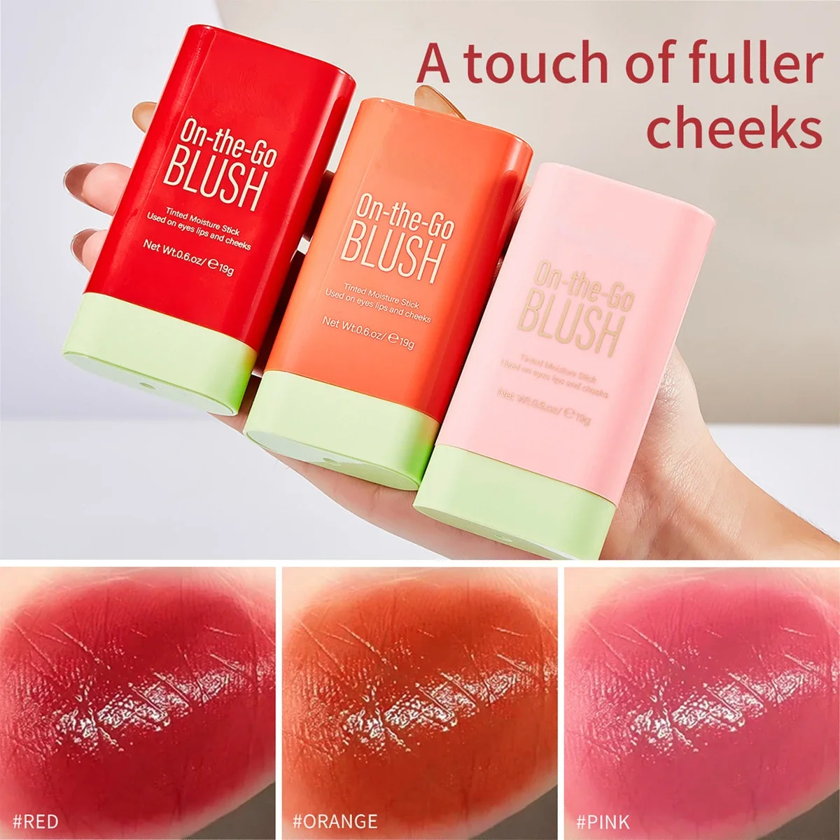 Multifunctionele Blush Stick Natuurlijke Wang Gezicht Rouge Blusher Crème Blijvende Hoge Kleurweergave Verhelderende Huidskleur Waterdicht