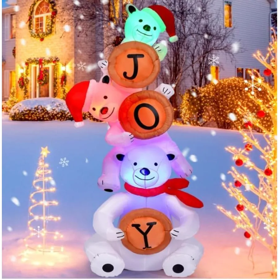

Рождественские надувные украшения для улицы, рождественские надувные украшения 8 футов, белый медведь, уличные рождественские украшения со встроенной фляси