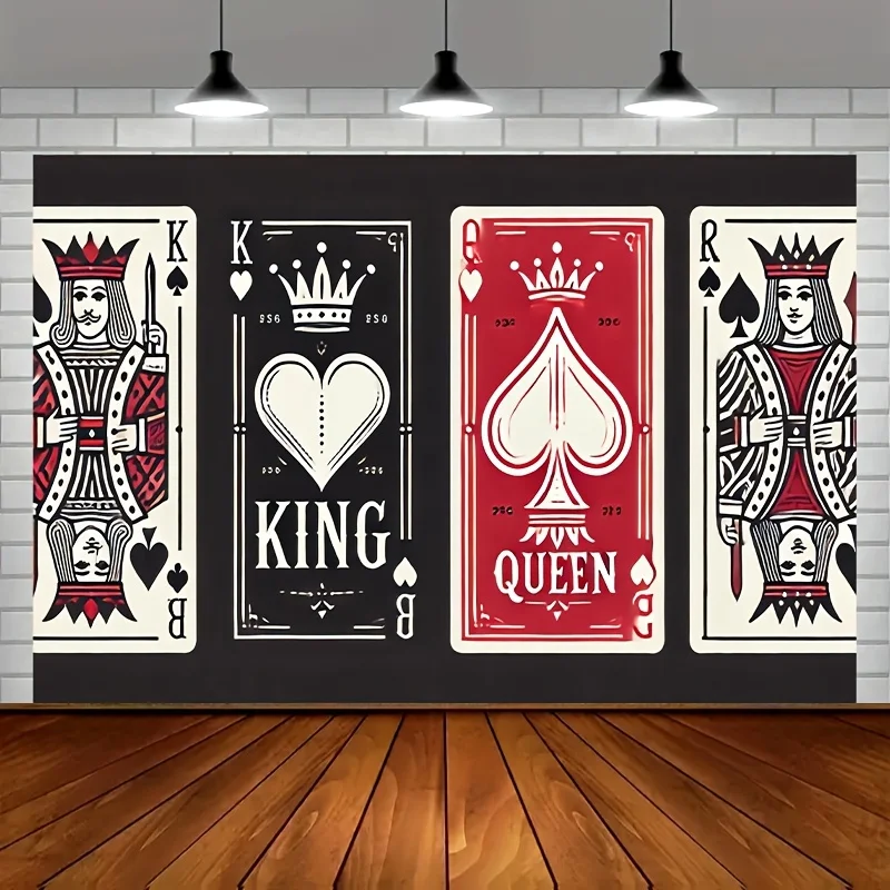 Vintage Playing Cards Tapestry Wall Hanging King Queen Royal Art Decor Poster for Bedroom Man Cave Gothic Retro Background