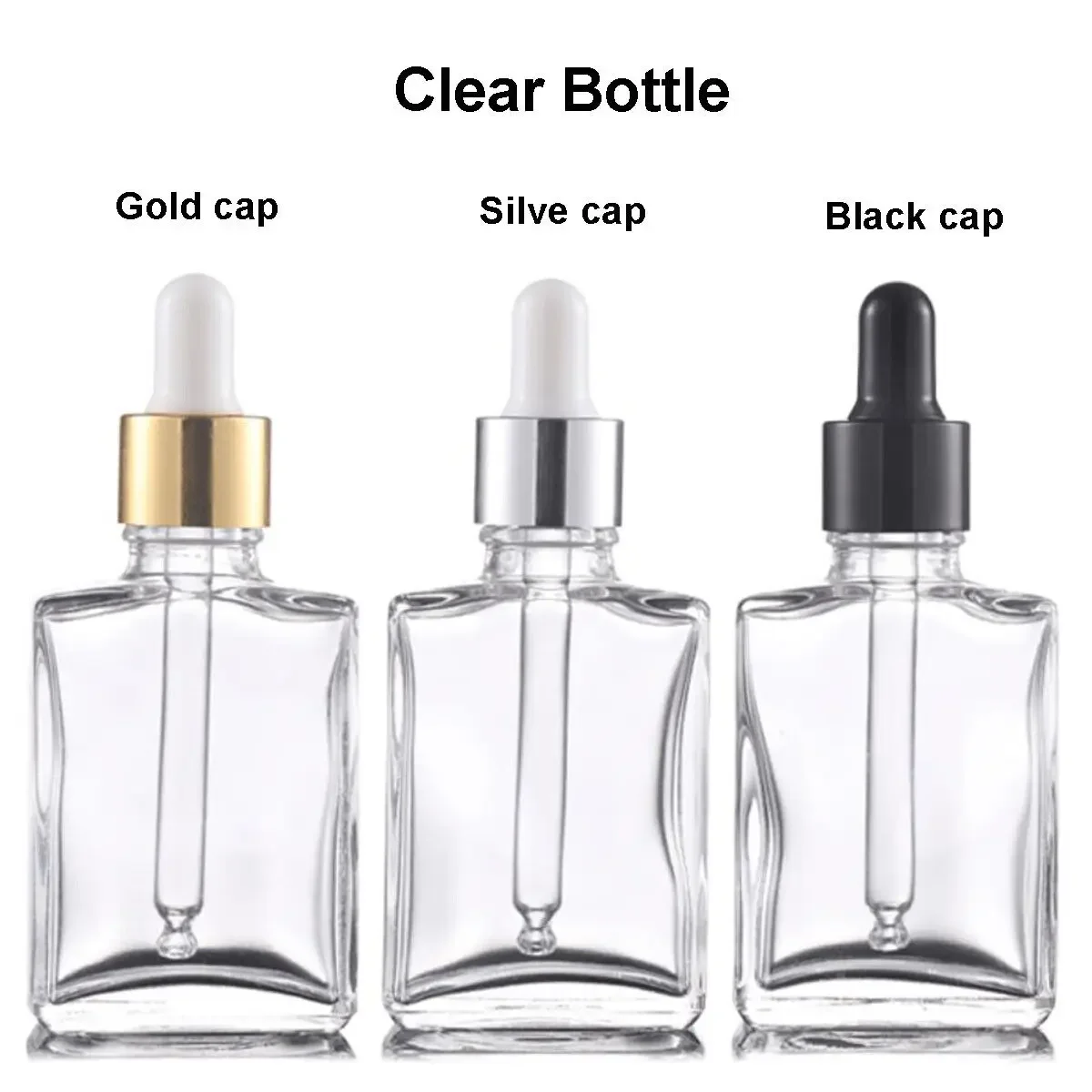 10X 15ml 30ml 50ml 100m Flat Frosted Matte Clear Black Glass Essential Oils Serum Bottle With Glass Dropper Eye dripper Pipette