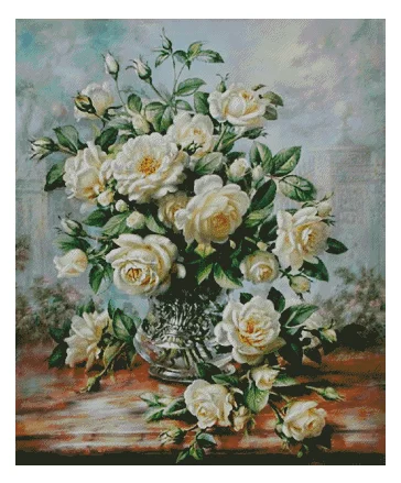 

Bouquet Rose flower Sewing kit 18CT 16CT 14CT Unprinted Cross Stitch Kits Embroidery Art DIY Handmade Needlework Home Decor