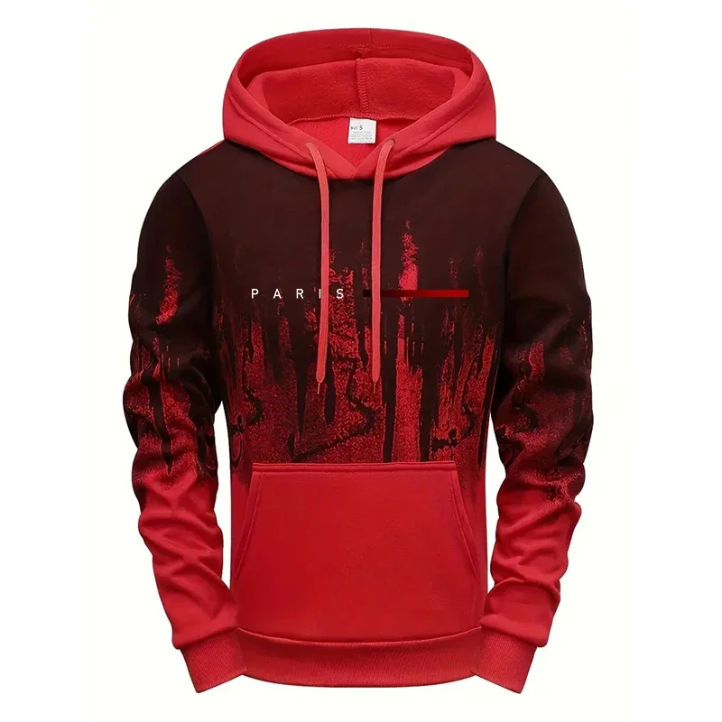 Chándal para hombre, sudaderas informales con estampado de tinta contra salpicaduras, ropa deportiva diaria para correr, pantalones con capucha de una sola pieza para Otoño e Invierno