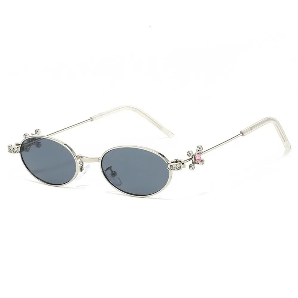 

Fashion Bling Rhinestone Sunglasses Y2k Small Oval Women Eyewear Uv400 Steampunk Anti-Blue Light Spectacles Outdoor