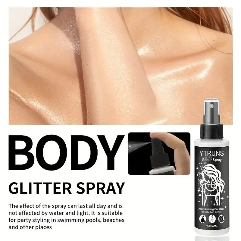 髪と体用の速乾性グリッタースプレー、唇、目、顔用のハイライターパウダー高光沢スパークル、音楽祭に最適