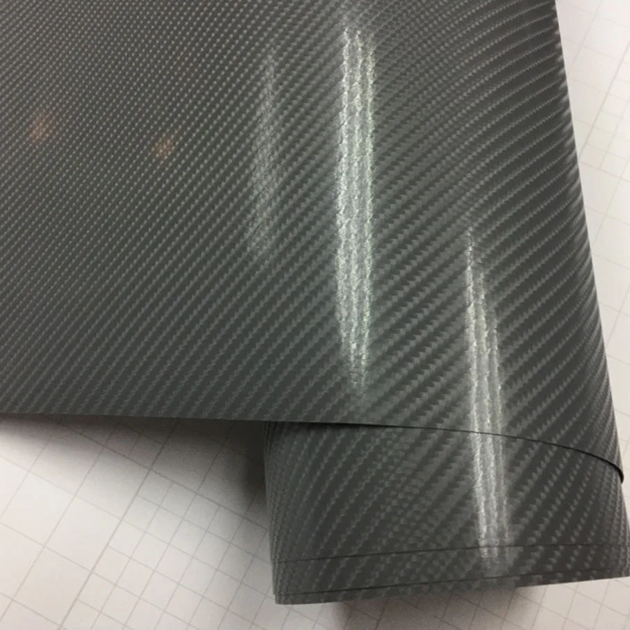 Premium quality Glossy Grey 4D Carbon Fiber Car Sticker And Decals Car Wrapping Vinyl Size: 10/20/30/40/50/60cm x 152cm/Lot