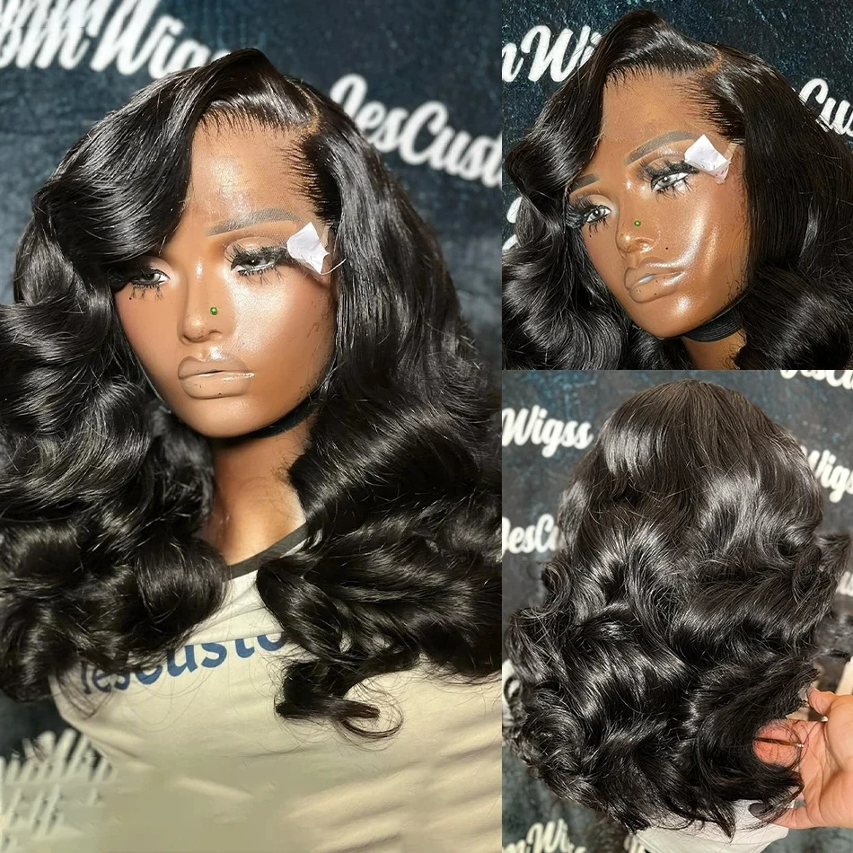 Body Wave 16 Inch Short Bob Wig 13x6 HD Lace Frontal Human Hair Wigs Water Wave 13x4 Transparent Front Human Hair Wig Preplucked