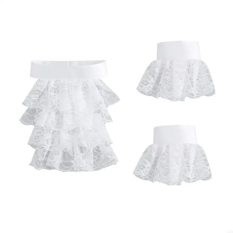 A3PB Victorian Rusfled pulsera elegante Cosplay Elegant Ruff Collar