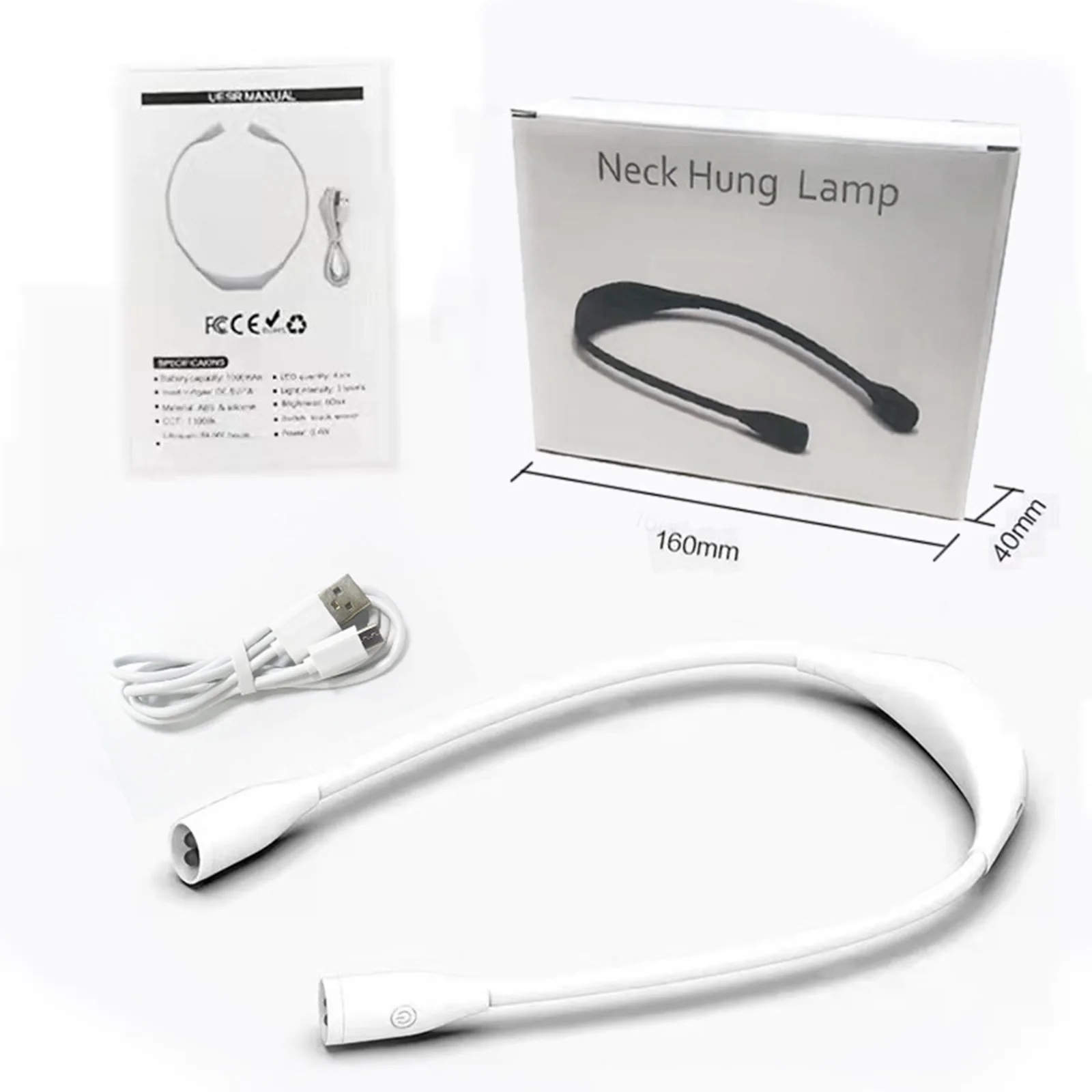 

USB LED-лампа для чтения с плавной регулировкой яркости, поворот на 360 градусов, спортивный светильник на шею, для использования без рук, для наружного освещения