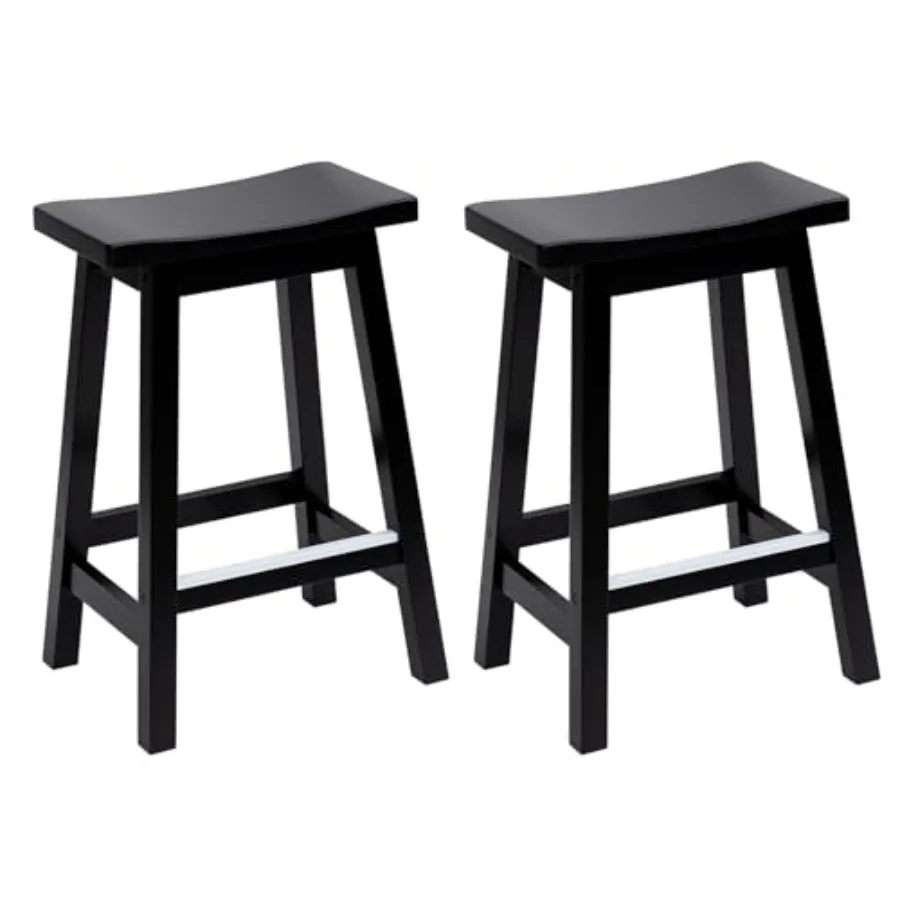 

Bar Stools Set of 2, Wooden Saddle Stools ch Heigh, Bar Chairs Seat with Footrests and Industrial, Kitchen Counter Stools for R