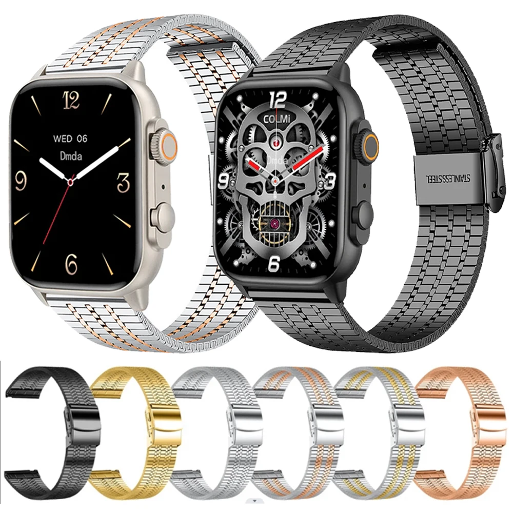 20mm 22mm Stainless Steel Straps For COLMI P71 Band For COLMI M42/C81 C60 C61/I31/P68 P73/P28 Plus Metal Watchbands Accessories