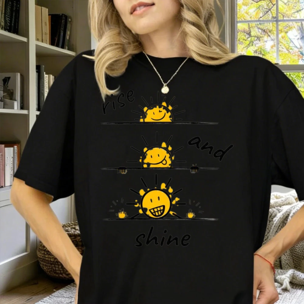 Cotton Commuter All-match T-Shirt 'Rise and Shine...' Funny Gift Idea Sunshirt Unisex Printed T-shirt Tops Regular Short Sleeve