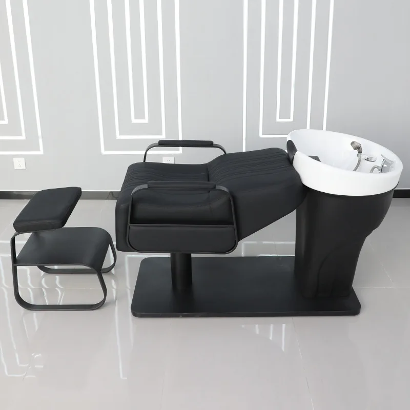 Hair salon massage shampoo bed Barber shop special flushing bed semi-reclining ceramic basin